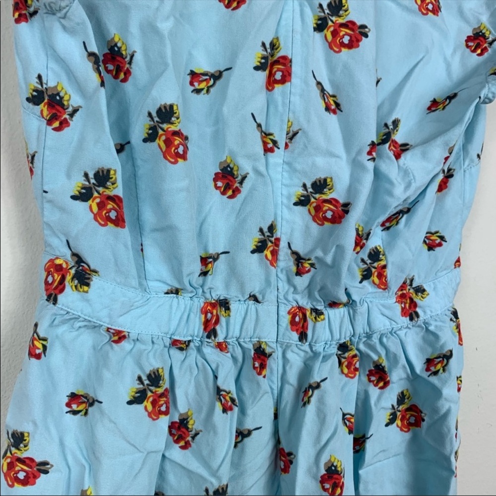 J Crew Faux-Wrap dress Roses Print Blue2 #J4556 - Picture 7 of 8